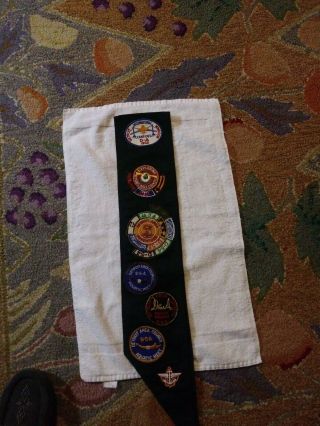 Vintage Bsa Boy Scout Merit Badges Sash With 13 Badges Plus Many Patches.
