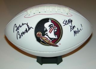 Bobby Bowden Signed Auto Fsu Florida State Football W/scalp Em Noles - See Proof