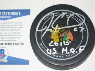 Jeremy Roenick Signed Chicago Blackhawks Official Game Puck W/ Beckett & Ins