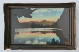 Vtg Hand Tinted Photograph Pie Crust Frame Upper Twin Lake Wa Or Or Or Ak ?