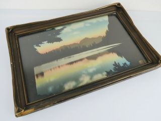 VTG Hand Tinted Photograph pie crust frame upper twin lake WA or OR or AK ? 2