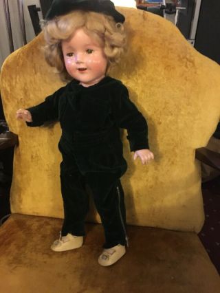 Vintage 1930’s 19” Ideal Shirley Temple Doll,  Composition,  With Crazing