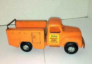 Rare 60s Buddy L Interstate Highway Commission Utility Truck Pressed Steel