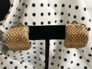 Givenchy Vintage Gold Tone Textured Clip On Earrings