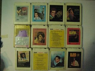 12 Vintage Elvis Presley 8 Track Tapes - In