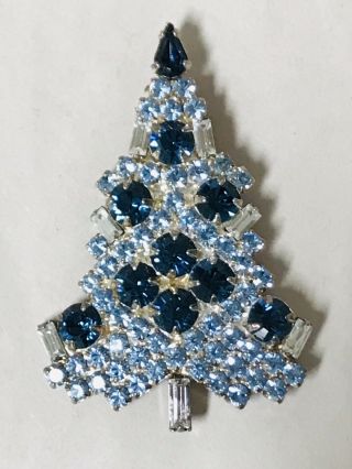 Vintage Eisenberg Ice Christmas Tree Pin Brooch Blue