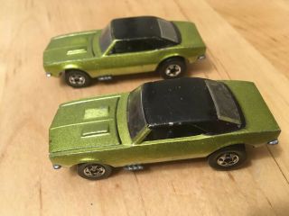 (2) Vintage Hot Wheels Blackwall 1982 ‘67 Camaro 15th Anniv.  Metal Flake Green