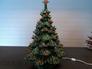 Vintage 20 " Ceramic Green Lighted Christmas Tree