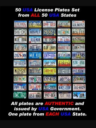 Complete Set Of 50 Usa License Plates - All States - Basic Set