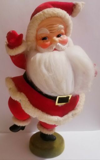Vintage Rushton Rubber Face Plush Stuffed Santa Claus Christmas 13 " Tall A,