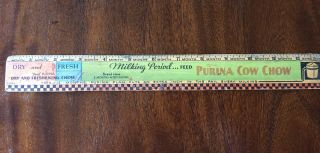 Vintage Unusual Purina Cow Chow Cattle Feed Ruler Compliments Of Purina Mills