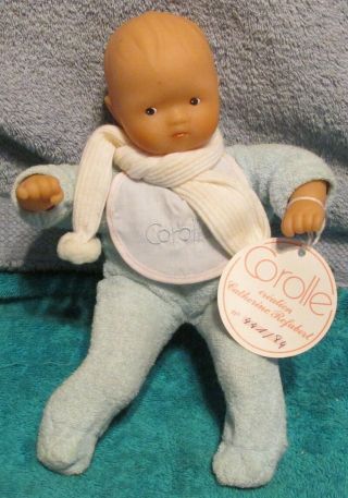 Vtg Corolle 10 " Tagged Boy Baby Doll Catherine Refabert Vinyl Head & Limbs Tiny