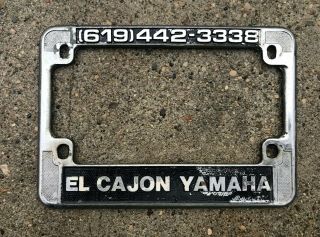 Vintage El Cajon Yamaha Motorcycle License Plate Frame Rat Bike Bobber Ca.