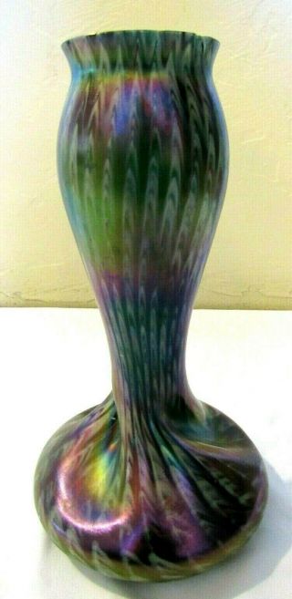 Antique Josef Rindskopf Söhne 1905 - Art Nouveau - Twisted Iridescent Art Glass Vase