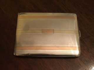 Art Deco Sterling Silver 14k Gold Blake No Mono Textured Cigarette Case 117.  9g