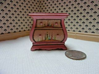 1:12 Scale Artisan Vintage Hand Painted Bombe Chest By Igma Karen Markland
