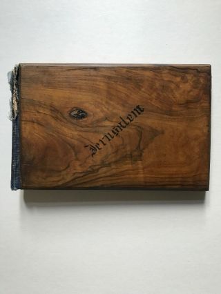 Vintage Wooden Cover Book Flowers & Views Of The Holy Land Jerusalem C.  1905