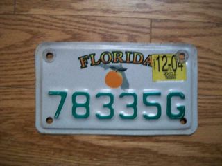 Single Florida License Plate - 2004 - 78335g - Motorcycle
