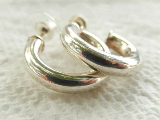 Vintage 925 Chunky 3/4 Hoop Earrings Sterling Silver Perfect For Charm Dangles
