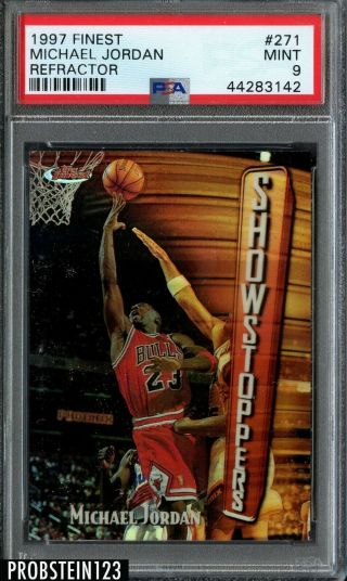 1997 - 98 Topps Finest Refractor Michael Jordan Chicago Bulls Hof Psa 9