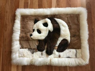 Vintage Handmade Peru Alpaca Fur Rug/wall - Hanging 33 " X 25 " Soft Thick Panda