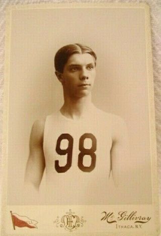 Antique Cabinet Card Photo Cornell University Basketball Sport Athlete Teenager