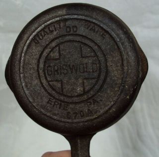 Vtg Erie Pa Griswold Cast Iron Mini Skillet 00 Quality Ware 570a Heat Ring