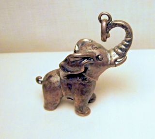 2 " Vintage Cast Sterling Articulated Trunk Up Elephant Pendant 33 G 3 Day Nr