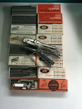 Vintage Ace Clipper Staples - Undulated 700 W/untested 702 Stapler (parts Only)