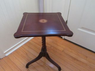 Retired Vintage Bombay Company Mahogany Tilt Top Table With Inlay Design