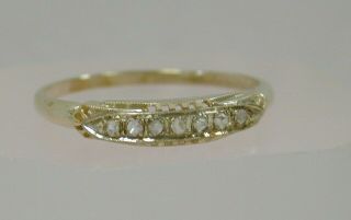 Vintage Antique 14k White Gold Rose Cut Diamond Wedding Band/ring Sz 7 1/2
