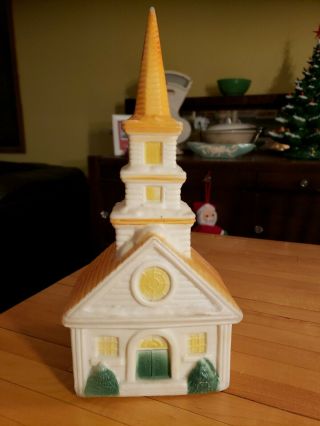 Vintage 15 1/2 " Blow Mold Christmas Cathedral Church 60 - 70 