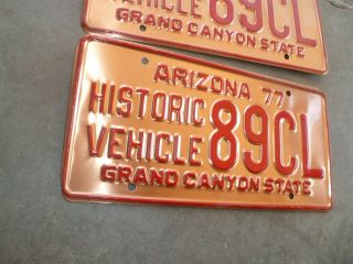 Pair Vintage ARIZONA Historic Vehicle Copper License Plate 1977 89CL 2