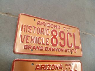 Pair Vintage ARIZONA Historic Vehicle Copper License Plate 1977 89CL 3