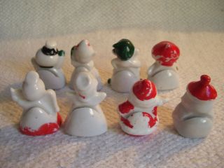 8 Vintage Christmas Ceramic Table Card Place Holders Santas/Snowman/Angels/Elves 2