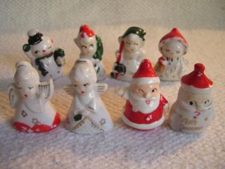 8 Vintage Christmas Ceramic Table Card Place Holders Santas/Snowman/Angels/Elves 3