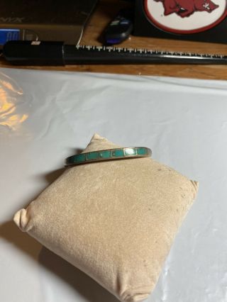 Vintage Sterling Silver And Turquoise Channel Inlay Bracelet