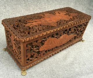 Big Antique Black Forest Box Made Of Wood Early 1900 
