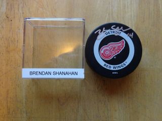 Brendan Shanahan Autographed Detroit Red Wings Game Puck With Case S/h
