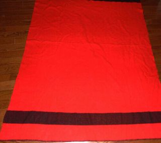 HB Vintage Red Hudsons Bay Style Wool Blanket,  Black Strip 75 x 54 in. 2