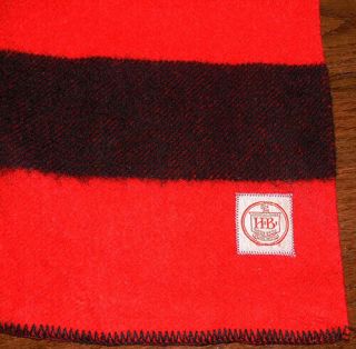HB Vintage Red Hudsons Bay Style Wool Blanket,  Black Strip 75 x 54 in. 3