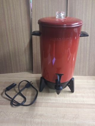 Vintage Mirro Matic Electric Coffee Percolator Poppy Red 22 Cup