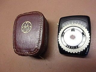 Vtg Ge General Electric Exposure Meter Type Pr - 1 W/leather Zipper Storage Case