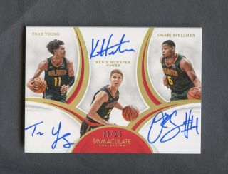 2018 - 19 Immaculate Trae Young Kevin Huerter Omari Spellman Hawks Rc Auto /25