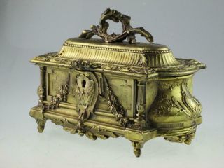 Large Antique 19th Century French Ormolu Casket Jewellery Box Circa 1870
