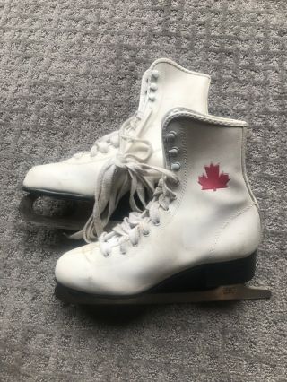 Vintage Ladies Figure Ice Skates Slm Canadian White Leather Size 6 Canada