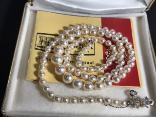 Vintage Collectible Authentic Majorica Pearl Necklace In Case C.  1970