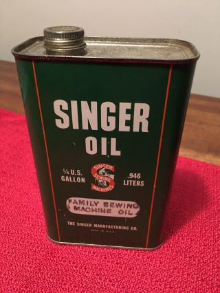 Large Vintage Singer Sewing Machine 1/4 Gallon Oil Can Featherweights & Others