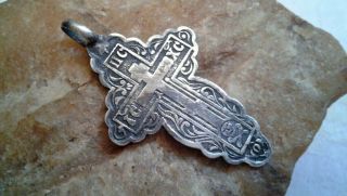 Antique C.  1880 - 1890s Imperial Russian Silver " 84 " Orthodox " Old Believers " Cross