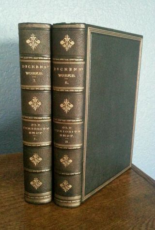 The Old Curiosity Shop Charles Dickens Antique Leather 2 Vol Victorian Classic